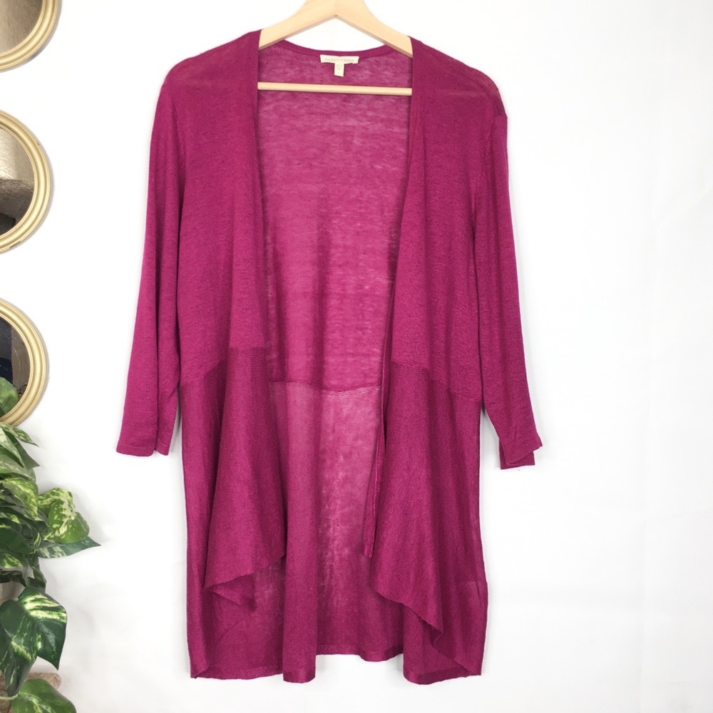 Eileen Fisher Open Knit Linen Silk Blend Cardigan